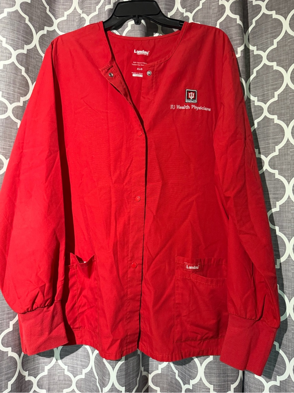 Landau Red Medical Scrub Jacket IU Health Physicians